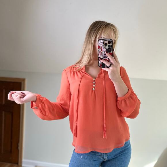 Sanctuary: Orange Quilted Blouse Long Sleeve - Picture 1 of 9